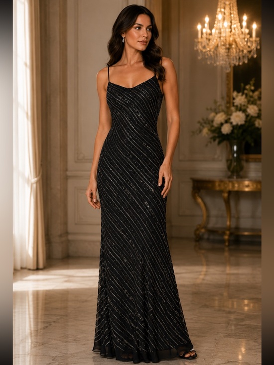 Adrianna Papell Dresses & Skirts - Adrianna Papell beaded sleeveless long black formal gown